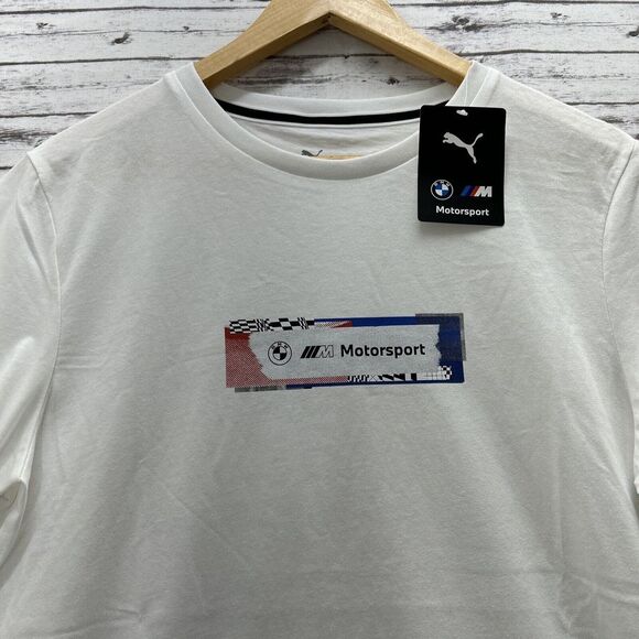 Puma BMW Motorsport T Shirt Men's Medium White Graphic Tee NEW - Picture 2 of 9